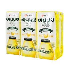 韩国进口Binggrae宾格瑞香蕉草莓牛奶200m...